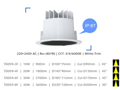 waterproof IP67 LED downlight